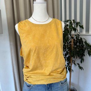 CALIA by Carrie Underwood Mustard Yellow Floral Athletic Tank Top SIZE LARGE